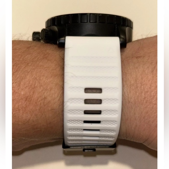 Watch Band 25mm White w Black Rubber Replacement 4 Nixon 51-30 Strap Garmin NEW! - Picture 2 of 12